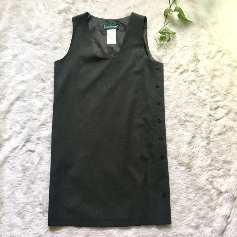 100% Wool Lined Vintage Sac Shift Dress Green